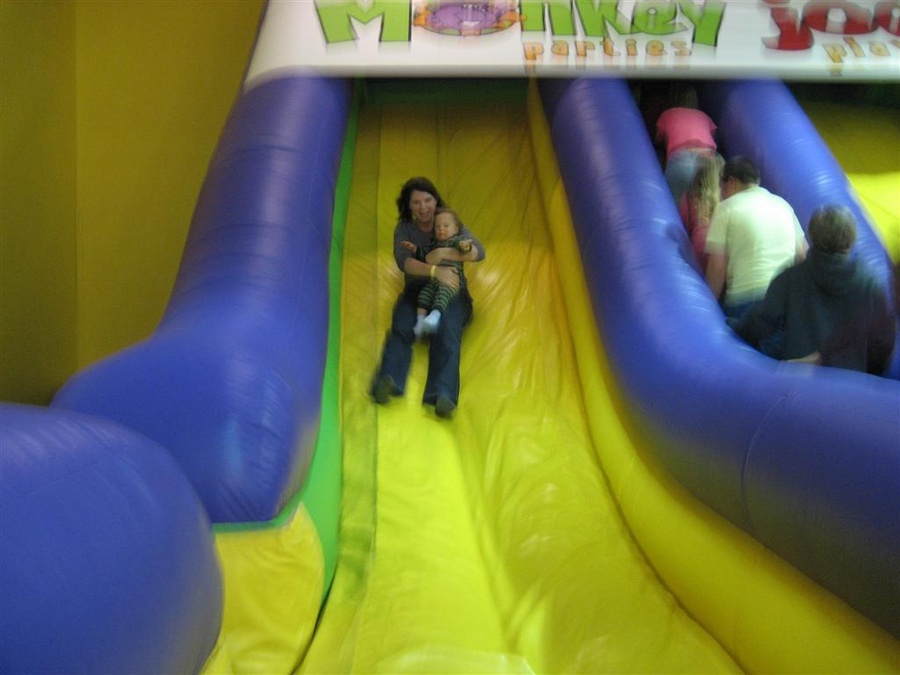 Noah and Mommy at Monkey Joe's